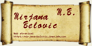 Mirjana Belović vizit kartica